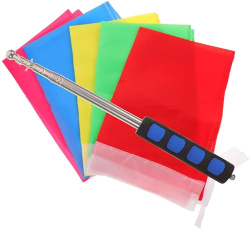 SEWACC Set Bandiere Guida 10 Pezzi 40X60 CM Asta Telescopica 12 M in Acciaio Inox Portatile Resistente per Attività All’Aperto e Forniture da Viaggio Colore Casuale Colore Casuale