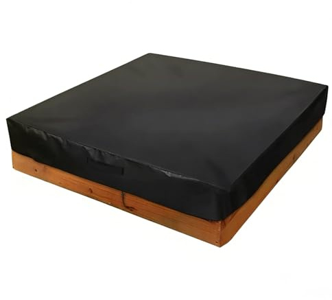 EASTLOONG Sandpit Cover Waterproof 200×200×20cm, 420D Heavy Duty Oxford Fabric, Square Garden Sandbox Cover with Drawstring & Buckles, Black (150×150×20cm)