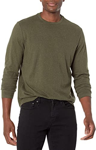Amazon Essentials Men's Regular-Fit Long-Sleeve T-Shirt, Olive Heather, Medium