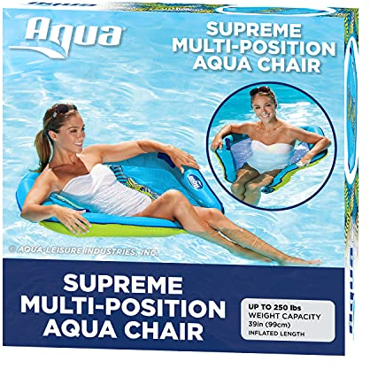 Aqua Supreme Hex Pool Chair Float – Multi-Position, Heavy Duty Floating Pool Chair Adult Size – Blue Fern