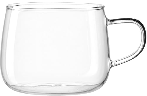 Leonardo 077385 Tè per Te Juego de 4 tazas de té de vidrio de borosilicato de paredes gruesas, fabricado a mano, contenido 450 ml, apto para lavavajillas, microondas y 4 vasos de té transparentes