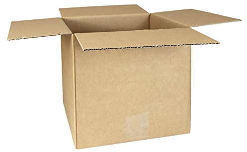 smiley pack 50 Stück Faltkartons 250 x 250 x 250 mm braun KK28 Versandkarton Verpackungskartons 25 x 25 x 25 cm aus Wellpappe 1 wellig Karton Pappkarton Versandbox Paket Päckchen