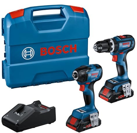 Bosch Professional 18V System Combo Kit: GSB 18V-90 C + GDR 18V-210 C (incl. 2X 4.0Ah ProCORE Batteries, Charger GAL 18V-40, in L-Carrying Case)