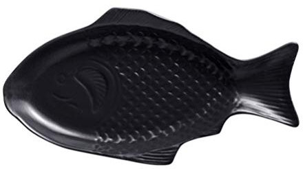DELURA Piatto in ceramica Piatto a forma di pesce Piatto da pesce Piatto da portata in porcellana Piatto decorativo for snack for la cucina domestica Rosso/99 (Color : Black)