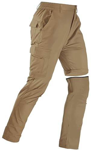Men's Convertible Hiking Pants Zip Off Quick Dry Lightweight Safari Travel Camping Fishing Cargo Outdoor Pants Khaki 36