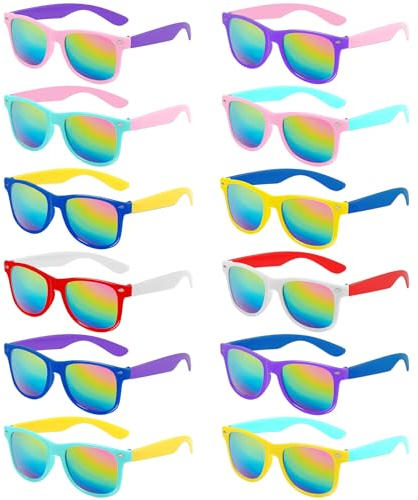 Joycabin 12 Stücke Kinder Sonnenbrillen für Jungen und Mädchen, Party Brillen mit UV400 Schutz, Neon Farbe Lustige Party Sonnenbrillen Für Sommer, Strand, Partyzubehör, Poolparty, Karneval, Preise