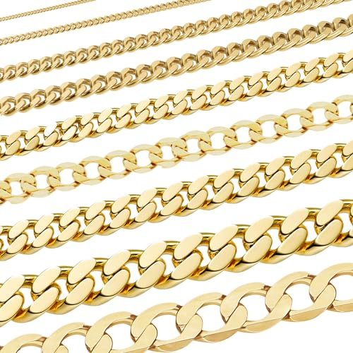 Edle Echt Goldkette Breiten 0,8mm-6,0mm Panzerkette 333-8 Karat Gold, Breite der Panzerkette:1.1 mm, Länge der Kette:38 cm Halskette