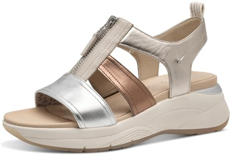 Tamaris Comfort sandali da donna bassi in pelle con cerniera, Multicolore (Metallic Comb), 39 EU