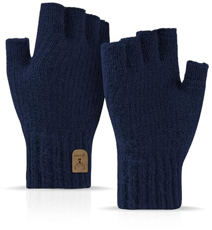 JUNRUI Fingerlose Handschuhe, Handschuhe ohne Finger Winter Warme Strickhandschuhe Arbeiten Camping Wandern Laufen Radfahren Fahren für Herren und Damen