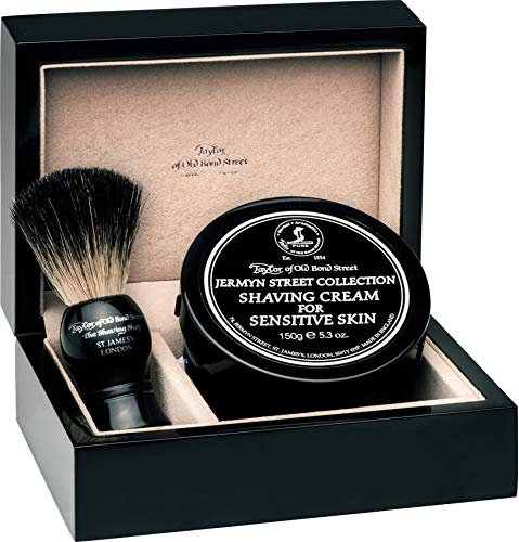 Taylor Geschenkset Holzdose 2-teilig, Rasiercreme 150g, Rasierpinsel Dachshaar