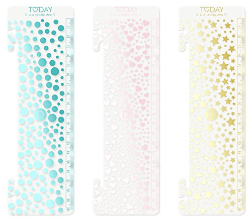 Discagenda Today Marker, Bubbles Hearts Stars for 6 Rings Binder and Discbound Dual Use Planner Organizer Bookmark Ruler, Set of 3 (A5)