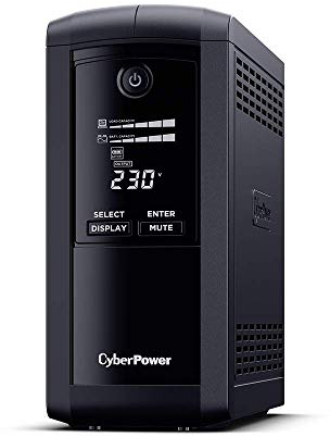 Cyberpower VP1000EILCD Value PRO 1000va/550w Tower LCD UPS, 6xIEC Outlets and AVR, Black