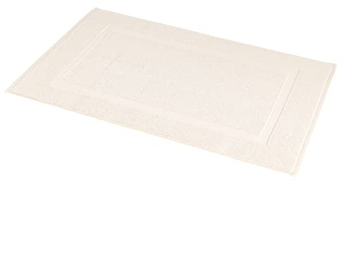Amazon Basics Banded Bathroom Bath Rug Mat, Machine Washable, Super Absorbent, 100% Cotton, 20 W x 31 L, Cream