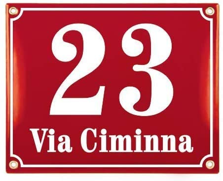 Sosenco Plaque Numéro de Maison | 20x25 cm | Plaque emaillée personnalisée | Plaque Numéro de Rue | Panneau de Porte (Rouge)