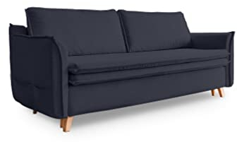 MIUFORM Charming Charlie Slim mit Bettkasten und mit Bettfunktion | 3 Sitzer Sofa | 225 x 90 x 85cm | Klappsofa mit Schlaffunktion | Schlafsofa klappbar (Anthrazit)