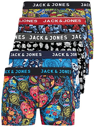 JACK & JONES Herren Unterhosen 5er Set/Pack Sale Männer Marken Boxershorts Weiss schwarz blau grau Shorts Trunks 95% Baumwolle S M L XL XXL (Farb Mix 4 S)