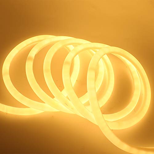 KISUFU 220V Neon LED Streifen,4m LED Lichtschlauch Außen, LED Band Silikon IP65 Wasserdicht 3000K Schneidbar Flexibel Neonlicht für Schlafzimmer, Party, Zuhause, Küche,Weihnachten,Dekoration, Bar etc