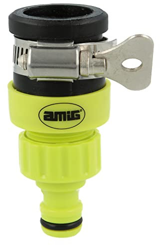 Amig - Adaptador de Manguera Universal - Con Tornillo de Mariposa de Acero Inoxidable - Compatible con la Mayoría de Grifos - Plástico ABS - Verde Pistacho