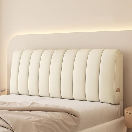 ZZYK Headboard Upholstered Wall Mounted Pillow,Wedge Large Backboard Double Headboard Cushion,Bedroom Dorm Bunk Bed Support Backrest with Removable Cover,Beige,Paste 53/135cm