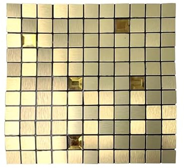 OCEANO 10pz Pannelli adesivi 3d decorativi parete muro carta da parati mattonelle mosaico piastrelle wallpaper casa cucina soggiorno camera da letto bagno PET 30x30cm (Mosaico Oro)