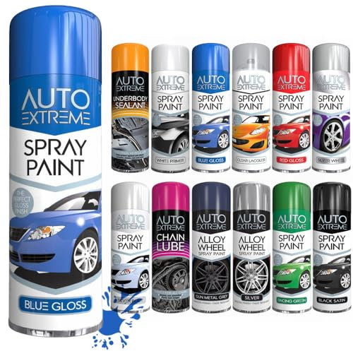SCHNAZZ 1 x Auto Extreme Blue Gloss Aerosol Spray Paint 250ml, Professional Quality, Perfect Finish, Multipurpose Exterior and Interior Spray for Cars, Bikes,Vans, Metal, Wood and more