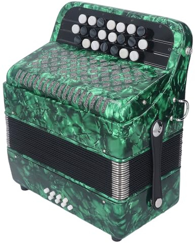 Acordeón Profesional 22 Teclas 8 Bajo Botón Sensible Instrumento Musical para Acordeonistas Profesionales (Green)