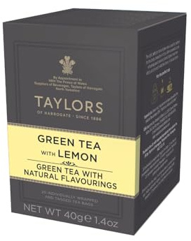 Taylors® | Citrongrönt te | Grönt te naturlig citronsmak - 20 tepåsar (40 gr) | Smaksatt grönt tefodral