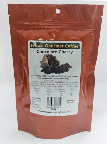 Flavoured Coffee Bean - Chocolate Cherry Ground for Cafetiere 100g