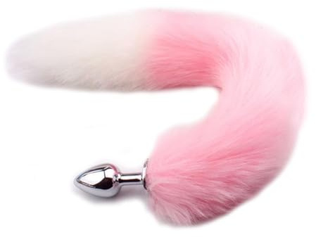 Butt Plug Stainless Steel Anal Plug, with Fox Tail Erotic Fetish,Pink+W | Faux Fox Tail Fur Anal Plug Sex Toy, Stainless Steel Butt Plug, for Couples Women Costume Props, Polychrome