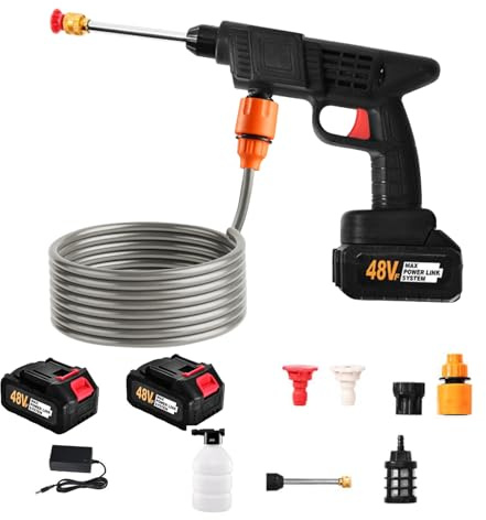 Cordless Pressure Washer, 24V Portable Pressure Spray Water Gun with Accessories, Power Washer for Patio and Car, Battery Jet Washer With Battery, Cordless Jet Washers/Pressure Washers (2 Battery)