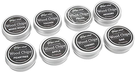 Bois de Pommier, Noix de Pécan, Chêne, Copeaux de Bois de Cerisier, 6,9 Oz, 8 Saveurs pour Fumeur, Chêne fabriqué à la Main, adapté au Whisky, aux Cocktails, à la Nourriture, 10