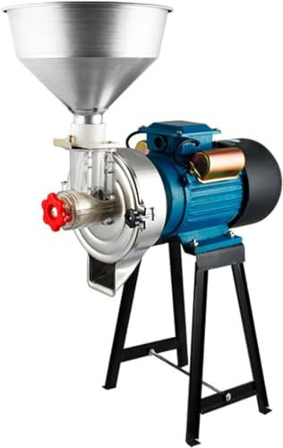 Electric Grain Mill Grinder for Flour, Rice, Feed, Coffee, and Pellets, Heavy Duty Wet Dry Cereals Grinder with Funnel, Converts Grains to Powder for Cooking and Baking