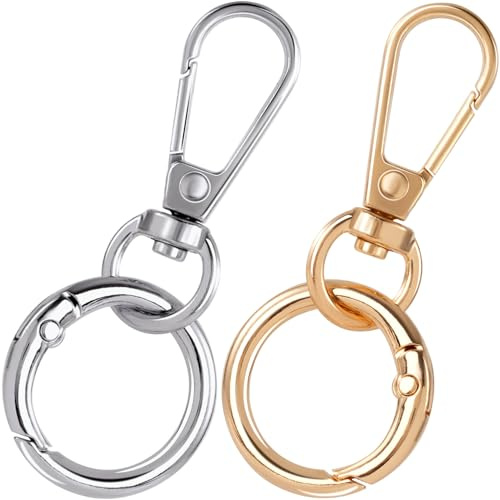 Winsyison 2pcs Swivel Clasp Clip, Zinc Alloy Spring Snap Hooks for Jewelry Lanyards DIY Crafts Making, Lobster Claw Clasp for Camping Hiking Travelling- Gold & Silver