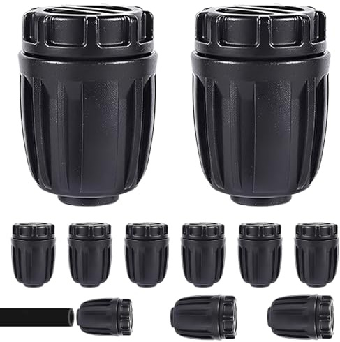 10 piezas de accesorios de riego, kit de grifo de riego de 1/2 para tubería de riego de 16 mm, tapas de extremo para sistema de riego por goteo de jardín y césped, color negro