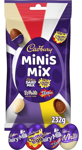 Cadbury Minis Mix Bag, Includes an Assortment of Mini Dairy Milk, Creme Egg, Dairy Milk Daim and White Hazelnut Creme Eggs, Gift for Easter & Easter Egg Hunts, 232 g (Pack of 1)
