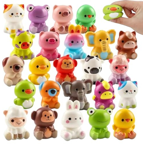 Juguetes Squeeze Anti-Estrés,24 Piezas de Gatos y para Favores de Fiesta | Juguetes Anti-Estrés de Animales | para Niños Adultos Familia Adolescentes Trabajo Estudio Relajación