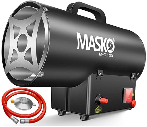 Masko Calentador de gas Calentador de gas Cañón de calor Calefacción Radiante de gas Calefacción de gas Calefacción Radiante Generador de aire caliente, Negro, 15 KW