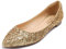 Feversole Women's Sparkle Memory Foam Cushioned Colorful Shiny Pointed Ballet Flats Pumps Glitter Gold Size 4