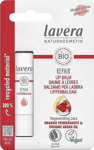 lavera Repair Lip Balm - Protects against dehydration - Instant help - with organic pomegranate & organic argan oil - vegan