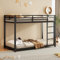 Zravenna Hochbett 90x200cm, Stockbett für 2 Kinder, Bettgestell Metallbett, Etagenbetten mit Hohe Geländer Stabile (Schwarz, 90x200cm)
