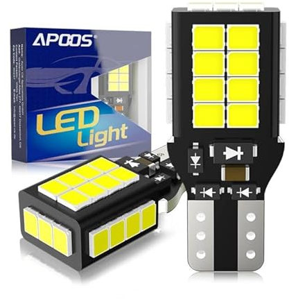 APOOS T15 LED Bombilla CANBUS 921 912 27SMD para Coche Copia de Seguridad Luz Marcha Atrás Diurnas Trasera 12V 24V Blanco 2Pcs