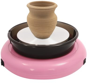 Töpferscheibe Keramik Rad Maschine Elektrisch Töpferscheibe töpferset zuhause 60W 0-180rpm Keramikradmaschine einstellbarer Geschwindigkeit Mini Kinder brennofen ton keramik Geeignet Anfänger (Rosa)