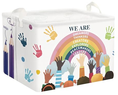 Clastyle Cestos Almacenaje Infantil Arco Iris Huella Cesta Ropa Sucia Plegable para Habitación Infantil Dormitorio Cajas de Almacenaje Juguetes para Chico Chica, Lápiz, 40 * 30 * 30 cm
