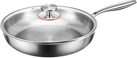 Smileshiney Titanium Bratpfanne Mit Deckel - 28 Cm Titan Pfanne Induktion, Antihaft Gehämmerter Wok Pfanne Aus Titan, Für Küche Und Camping,