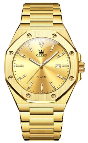 OLEVS Mens Watches, Big Face Analog Quartz Watches for Mens, Luxury Diamond Stainless Steel Men's Watch, Waterproof Luminous Date Large Men's Wristwatch