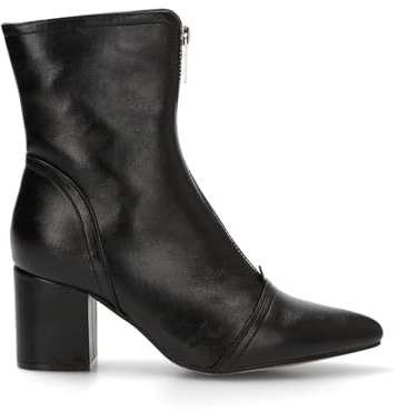 Etika Botines de Tacón Ancho para Mujer, Moderno Botín de Punta Almendrada con Cremallera Frontal, Tacón de 6,5cm, Modelo 32022 Negro - 39