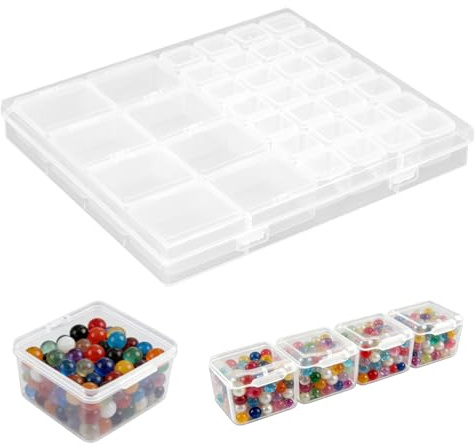 Diamond Painting Scatola Portaoggetti, 36 Porta Minuteria, Plastica Organizer per Diamond Painting Accessori, Pezzi Contenitori per Perline per Organizzare Piccoli Oggetti e Oggetti Fai da Te