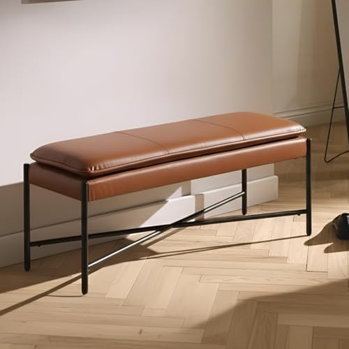 Ya-Home Banc Bout de Lit Moderne,Banquette d'Entrée,Cuir PU,Marron