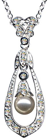Collier + Pendentif Art Nouveau Collier en Argent Sterling 925 avec zircones