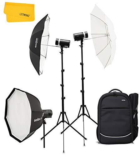 Godox AD300 Pro Kits d'éclairage Studio, AD300Pro Dual Flashes Backpack, 300W Flash de Extérieure 2.4G TTL 1/8000s HSS Speedlite, avec Godox AD-S60S Boîte à Lumière, 320 Flashes à Pleine Puissance